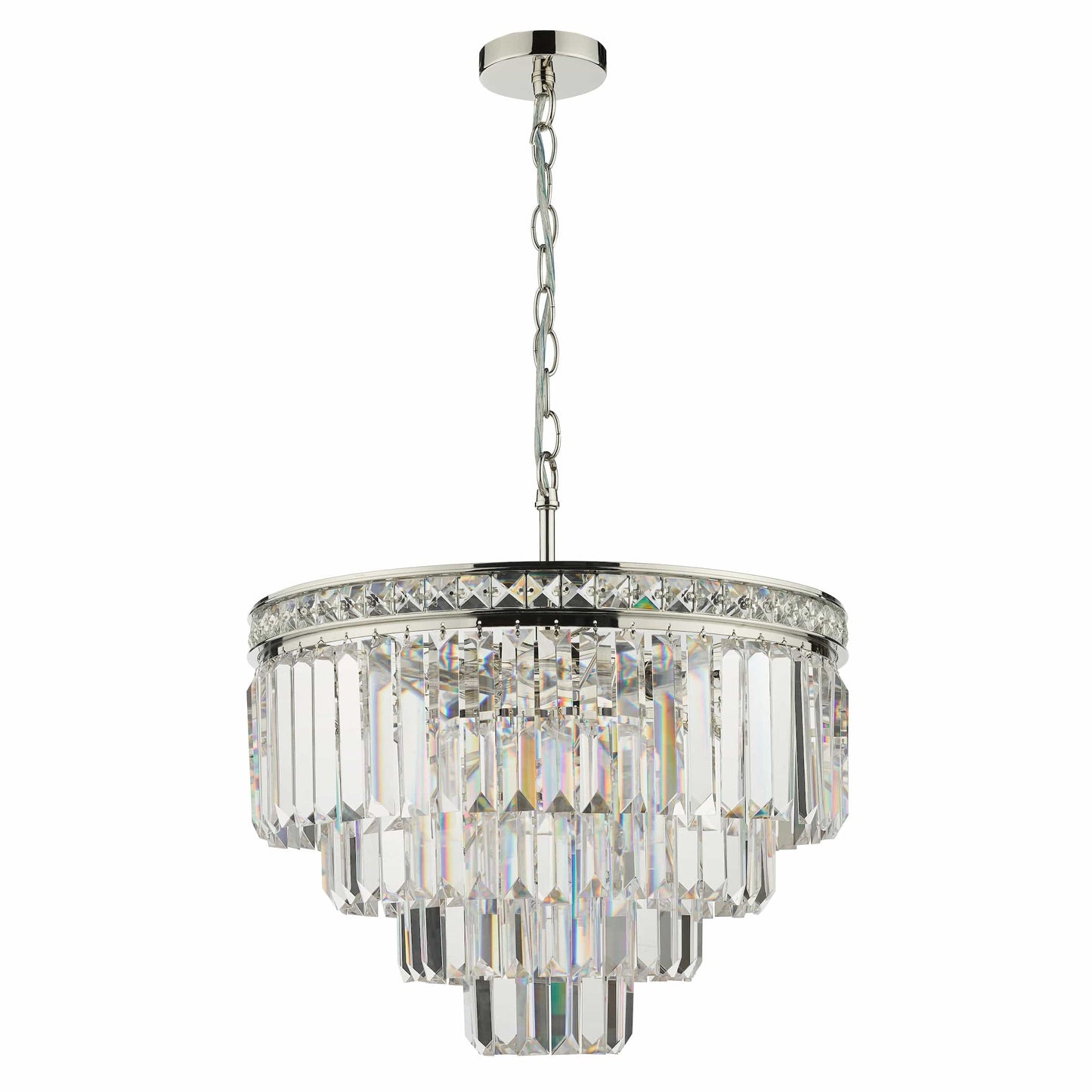 dar lighting Vyana 4 Light Pendant Polished Nickel Crystal VYA0432