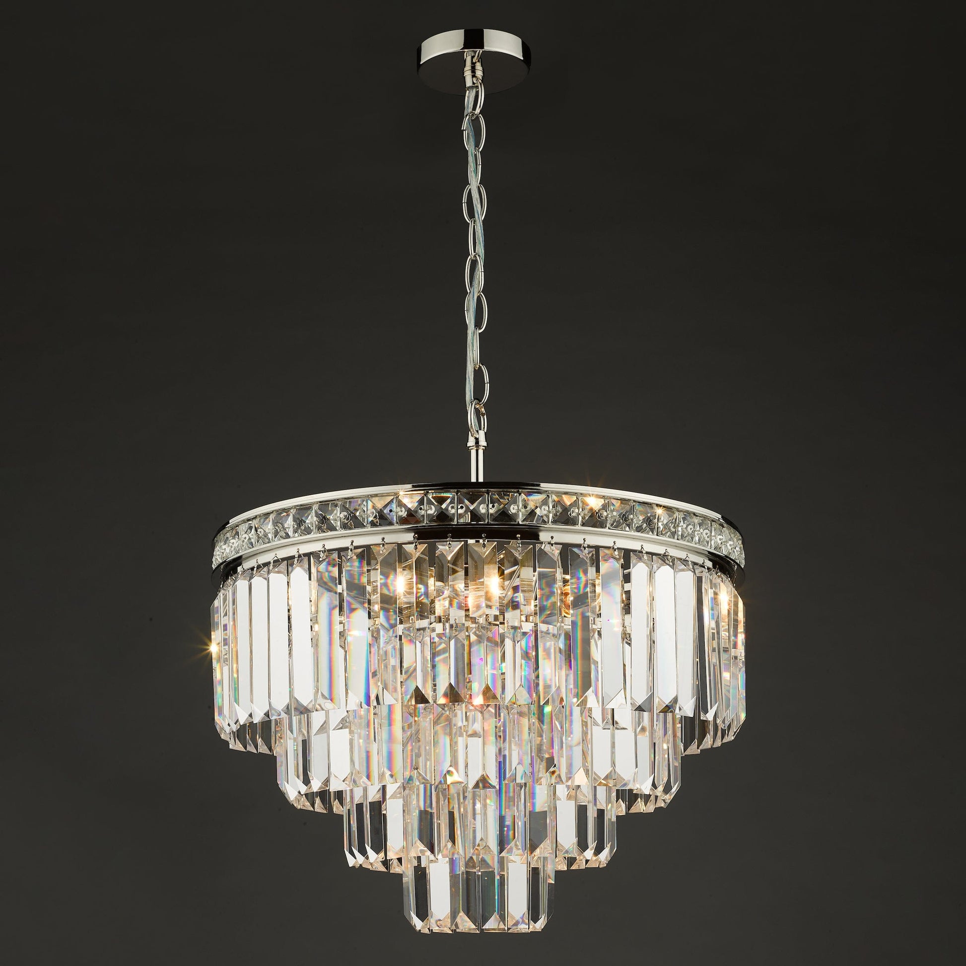 dar lighting Vyana 4 Light Pendant Polished Nickel Crystal VYA0432