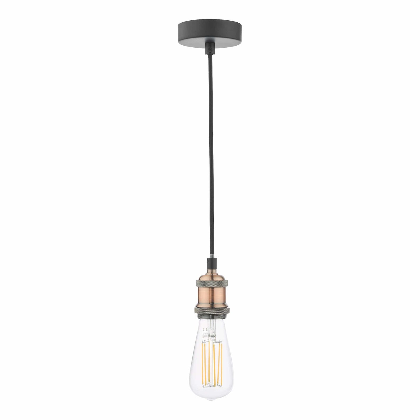 dar lighting Waco 1 Light E27 Suspension Antique Copper Matt Black WAC0164