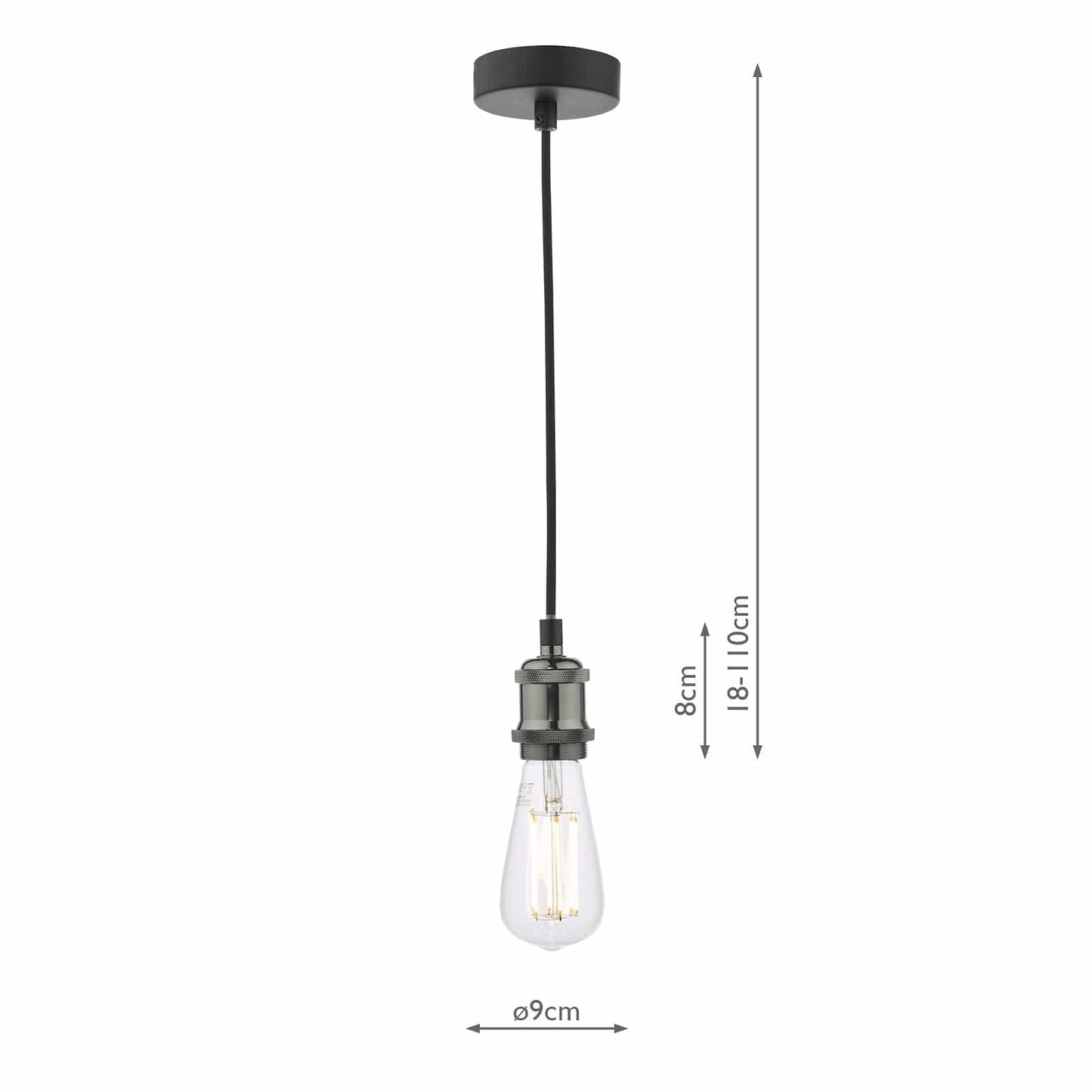 dar lighting Waco 1 Light E27 Suspension Black Chrome Matt Black WAC0161