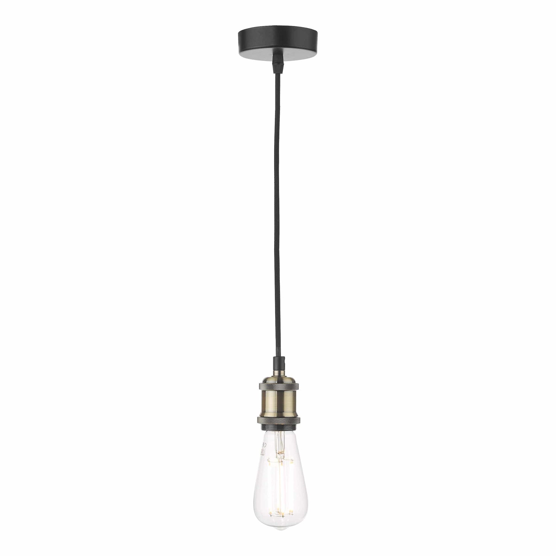 dar lighting Waco Single E27 Suspension Antique Brass Matt Black WAC0175