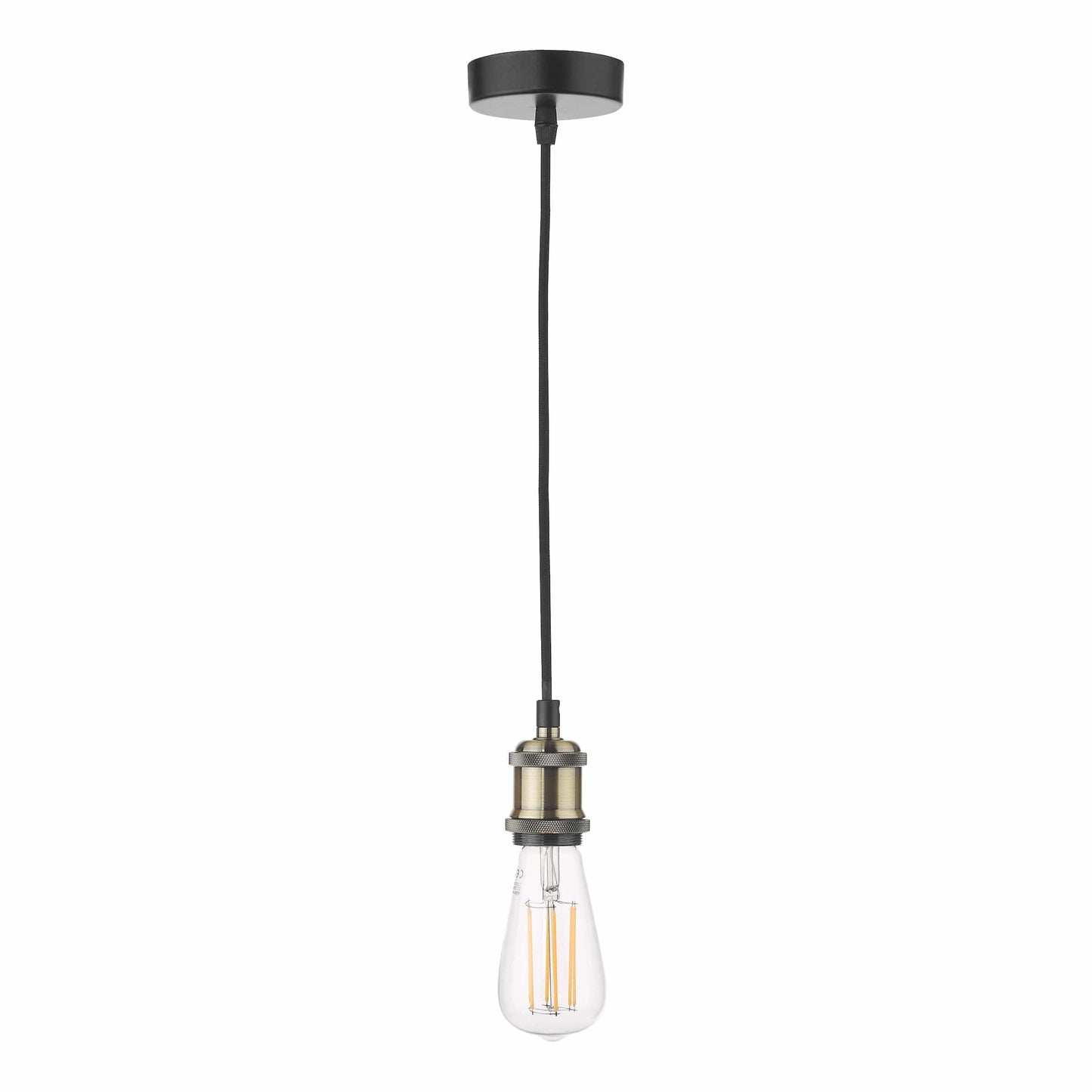 dar lighting Waco Single E27 Suspension Antique Brass Matt Black WAC0175