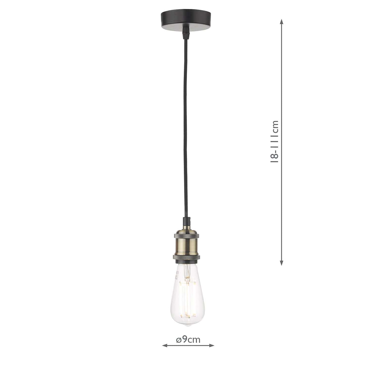 dar lighting Waco Single E27 Suspension Antique Brass Matt Black WAC0175