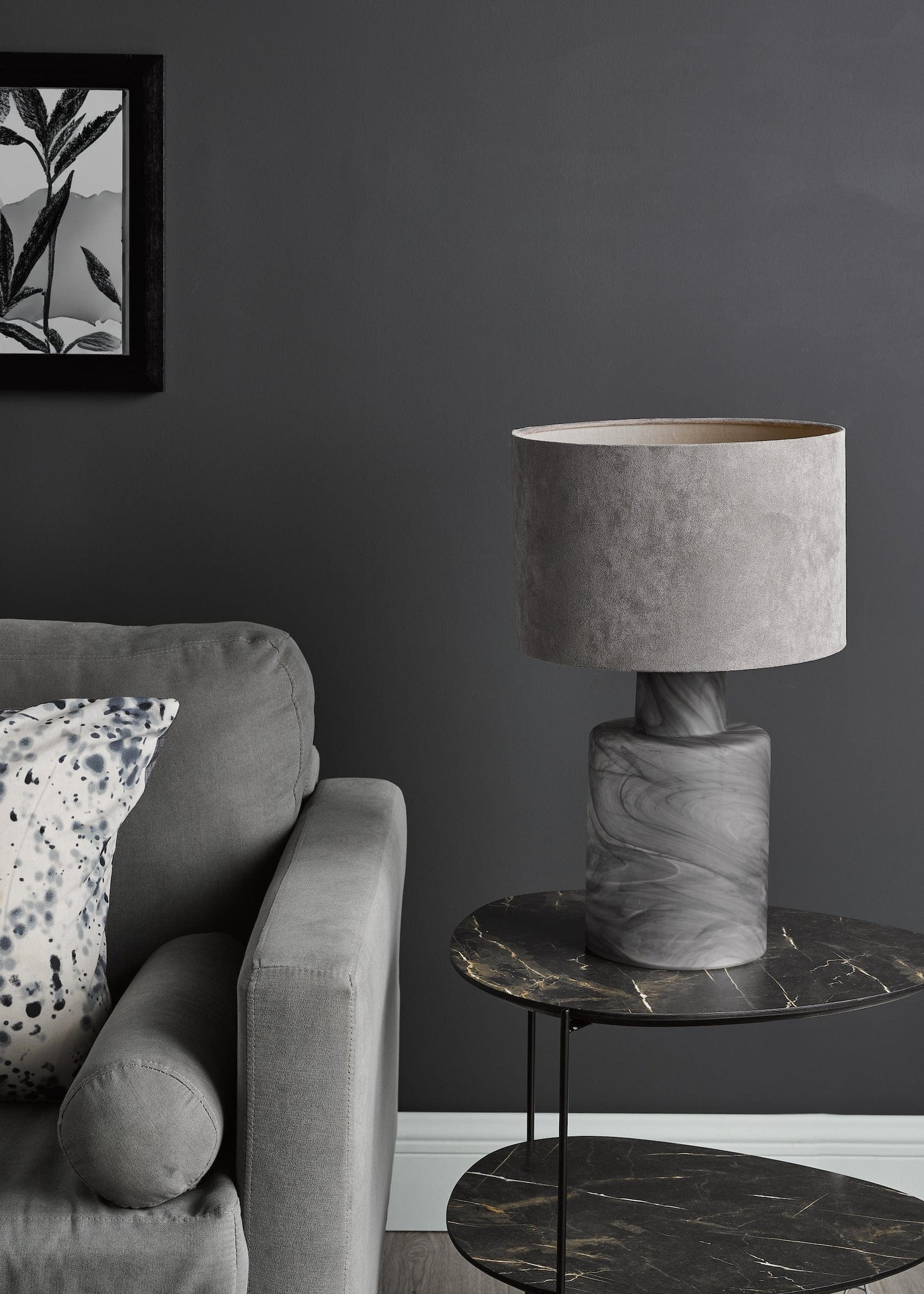 dar lighting Wanda Table Lamp Smoked Glass With Shade WAN4210