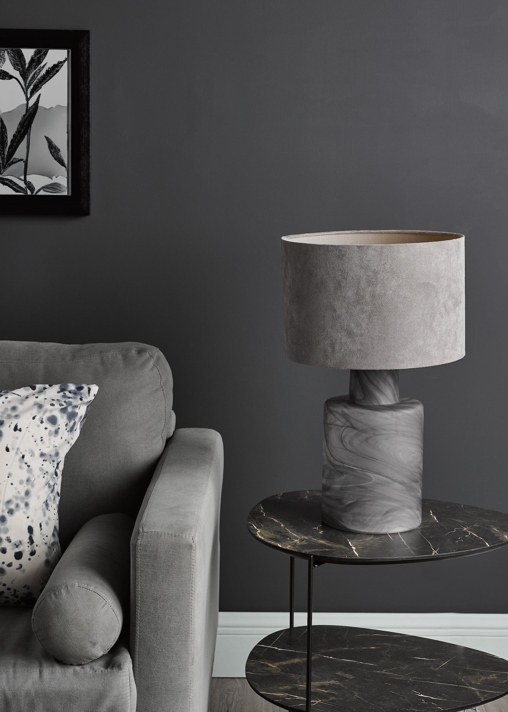 dar lighting Wanda Table Lamp Smoked Glass With Shade WAN4210