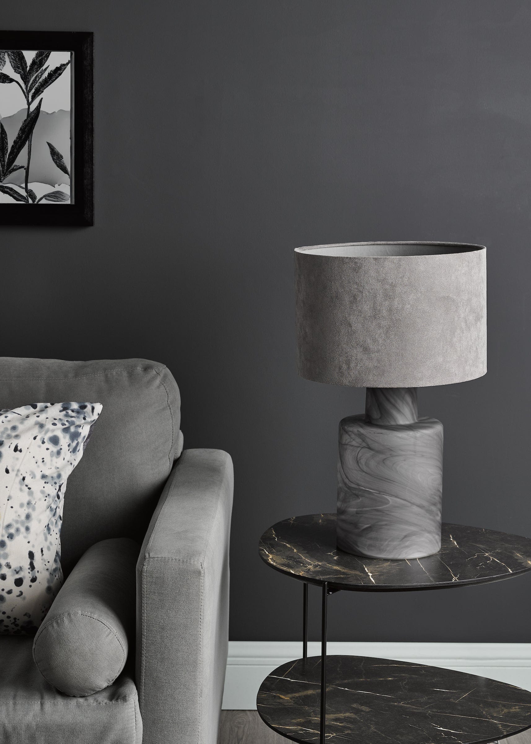 dar lighting Wanda Table Lamp Smoked Glass With Shade WAN4210