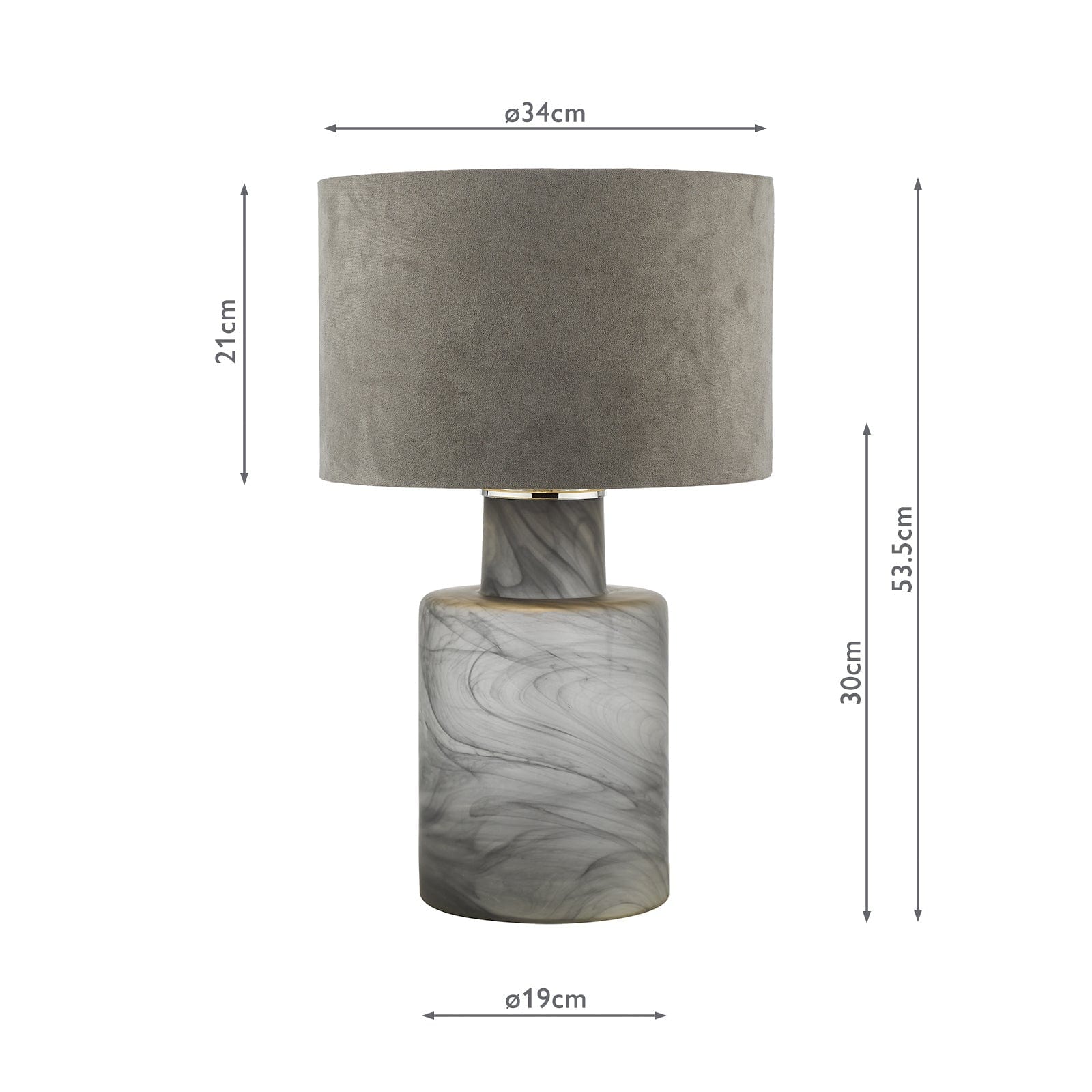 dar lighting Wanda Table Lamp Smoked Glass With Shade WAN4210