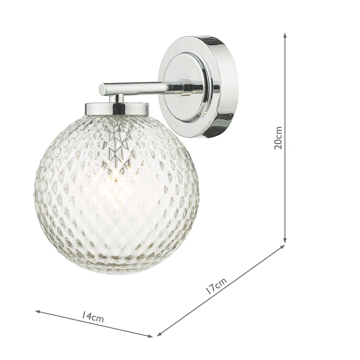 dar lighting Wayne Bathroom Wall Light Polished Chrome Glass IP44 WAY0750