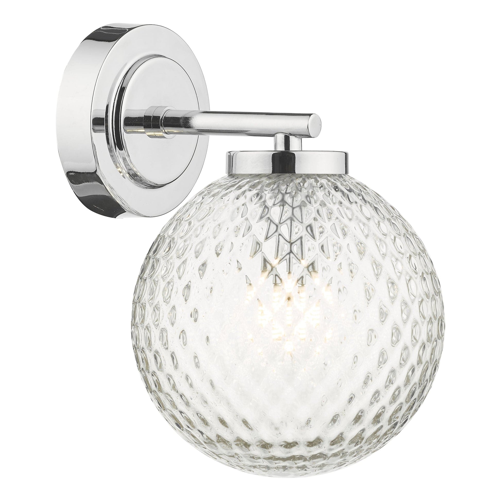 dar lighting Wayne Bathroom Wall Light Polished Chrome Glass IP44 WAY0750