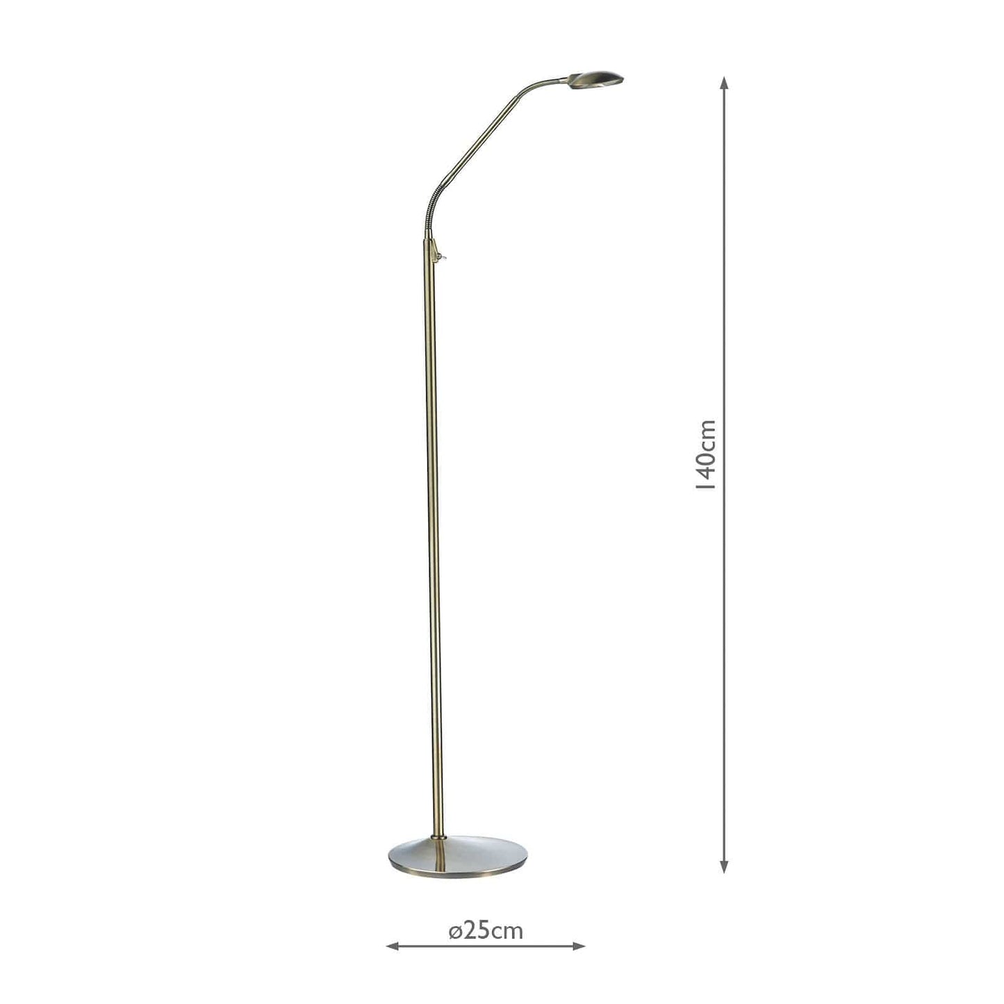 dar lighting Wellington Task Floor Lamp Antique Brass LED WEL4975