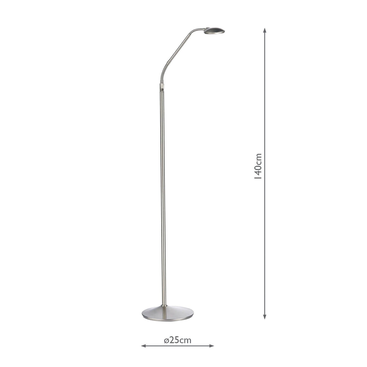 dar lighting Wellington Task Floor Lamp Satin Chrome LED WEL4946