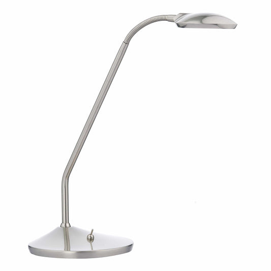 dar lighting Wellington Task Table Lamp Satin Chrome LED WEL4046