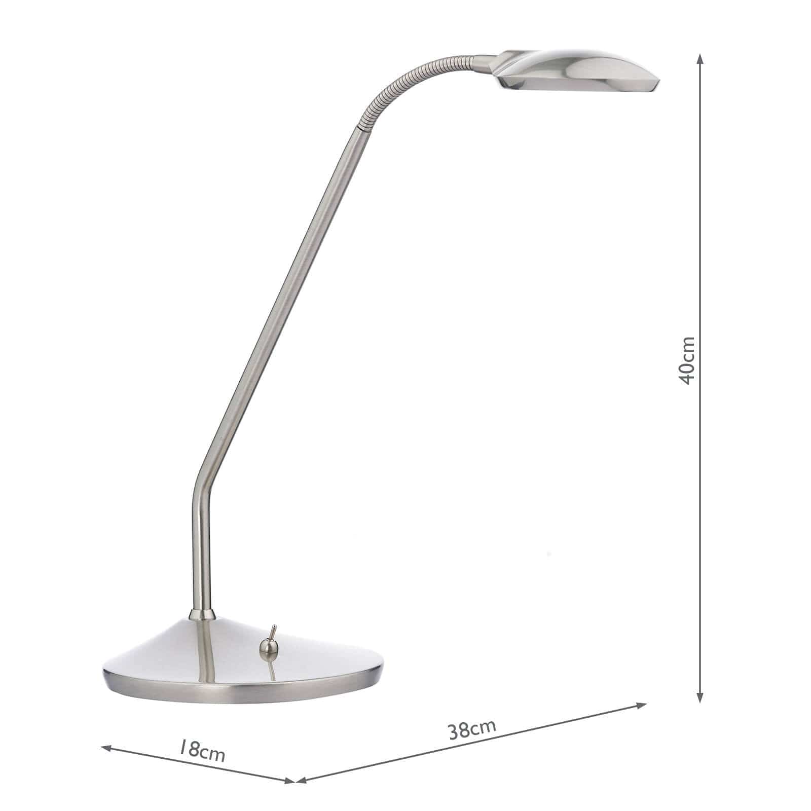 dar lighting Wellington Task Table Lamp Satin Chrome LED WEL4046