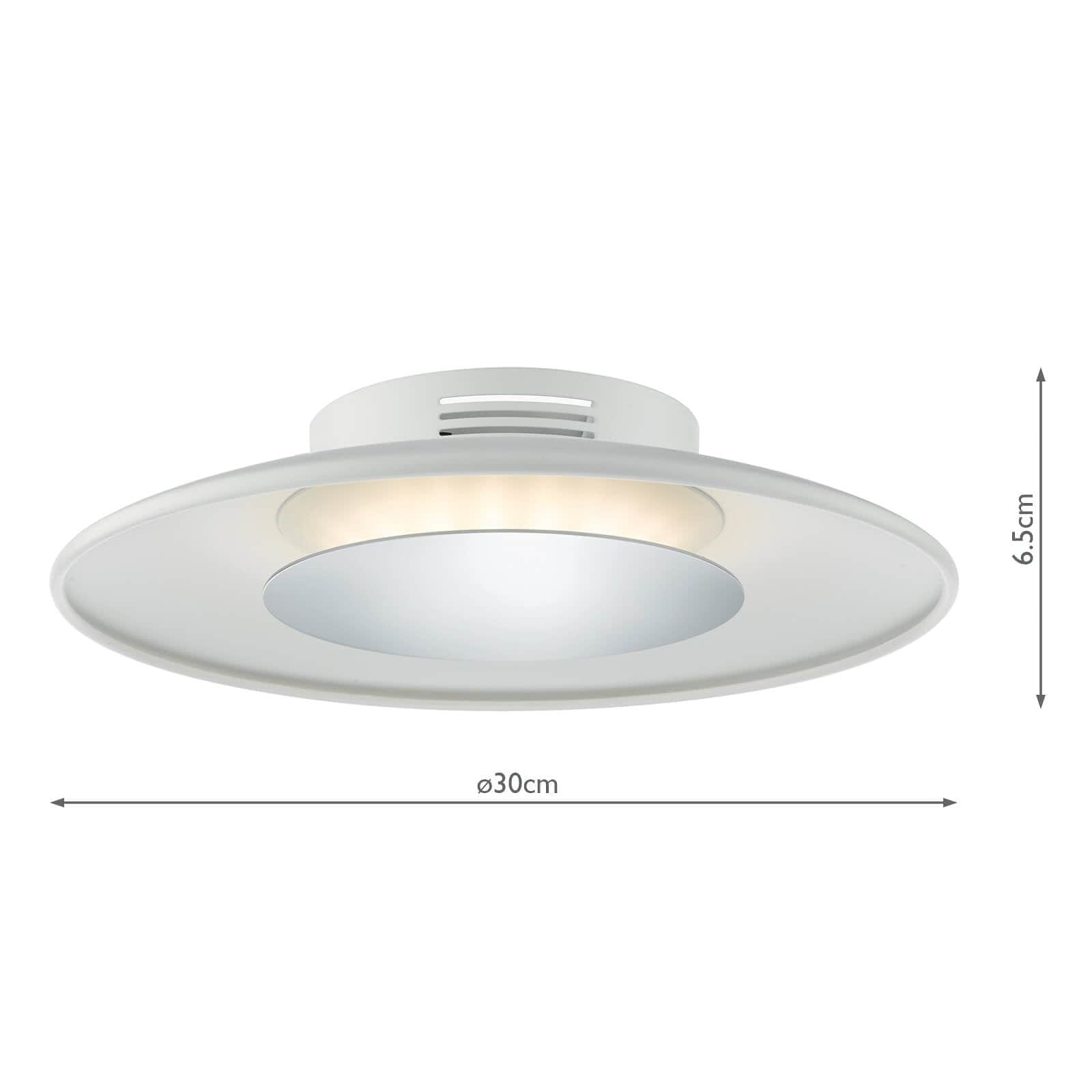 dar lighting Worcester Small Flush White & Polished Chrome LED WOR522