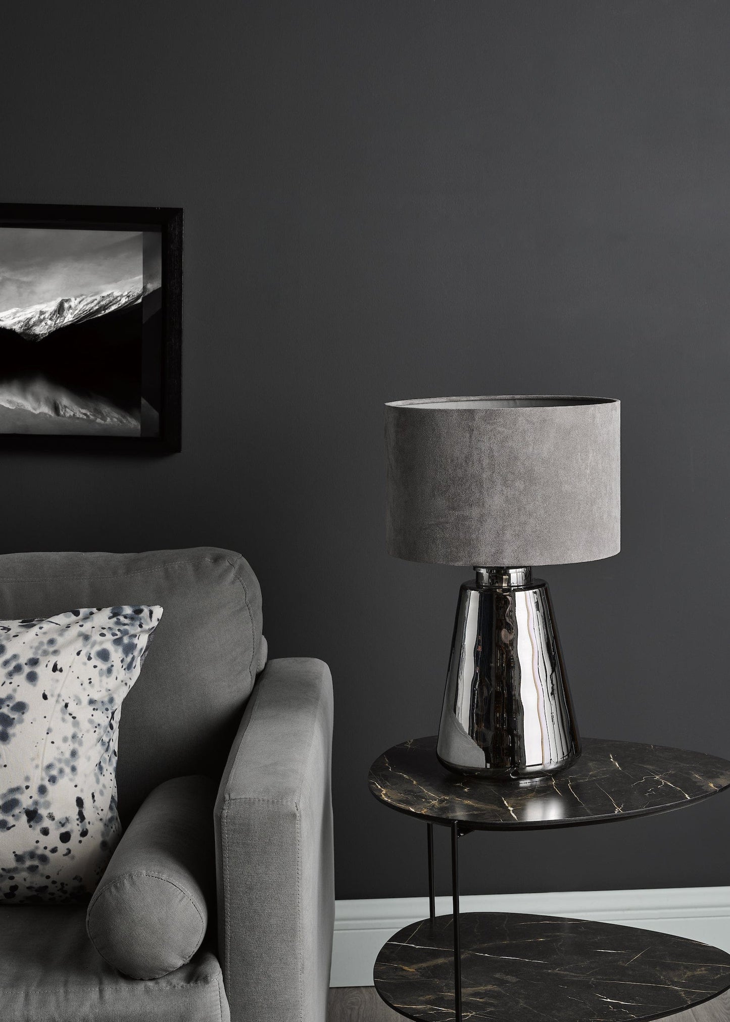 dar lighting Wycliffe Table Lamp Smoked Glass With Shade WYC4210