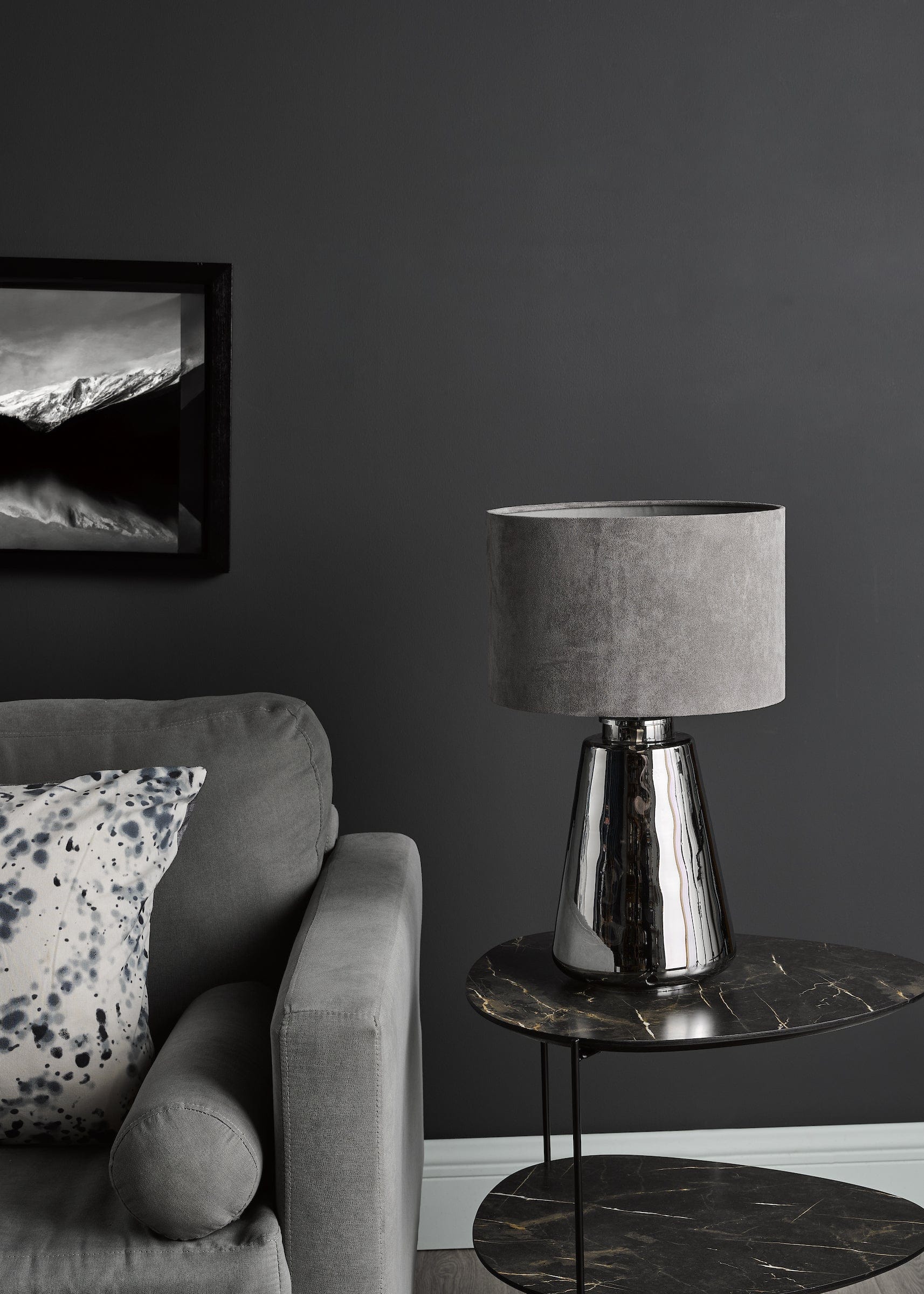 dar lighting Wycliffe Table Lamp Smoked Glass With Shade WYC4210