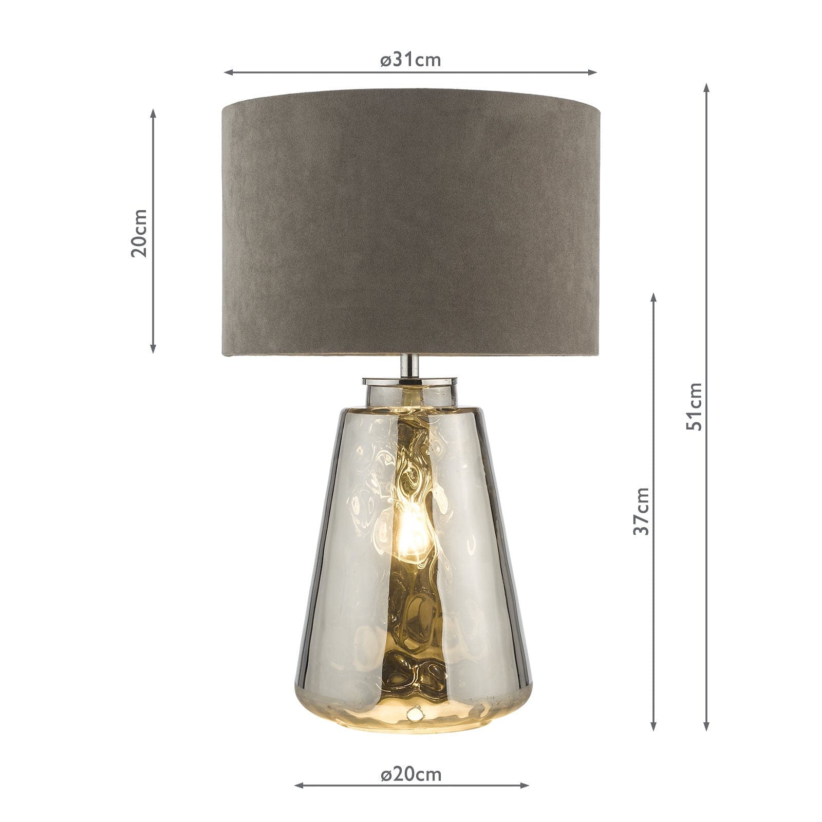 dar lighting Wycliffe Table Lamp Smoked Glass With Shade WYC4210