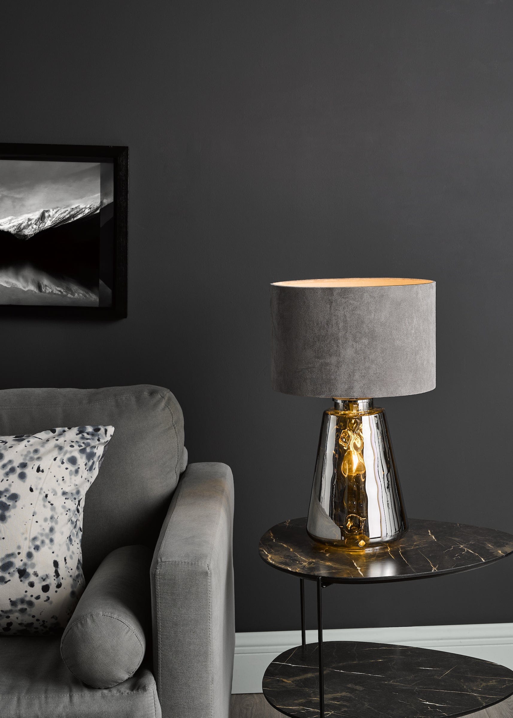 dar lighting Wycliffe Table Lamp Smoked Glass With Shade WYC4210