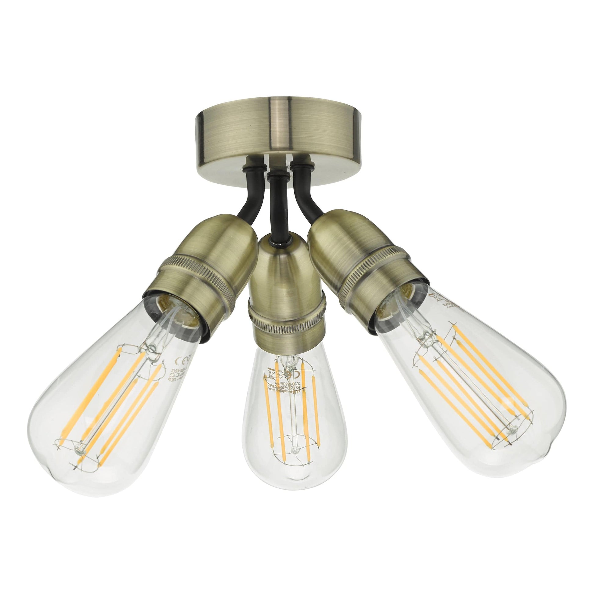 dar lighting Yao 3 Light Flush Antique Brass YAO0375