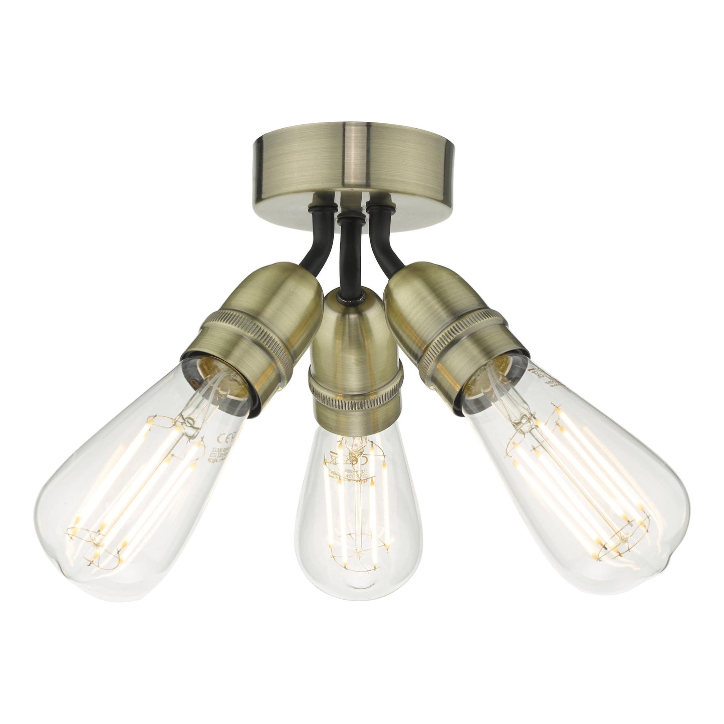 dar lighting Yao 3 Light Flush Antique Brass YAO0375