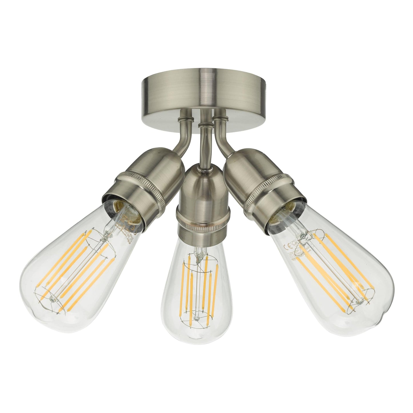 dar lighting Yao 3 Light Flush Satin Nickel YAO0338