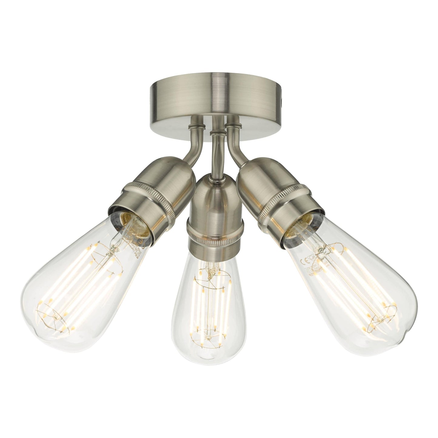 dar lighting Yao 3 Light Flush Satin Nickel YAO0338