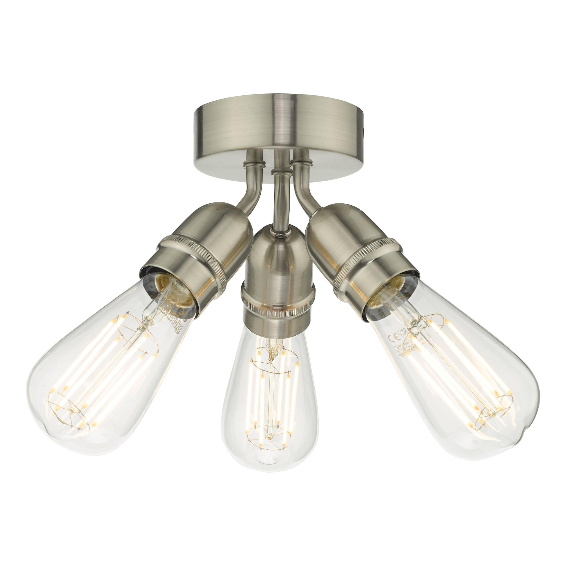 dar lighting Yao 3 Light Flush Satin Nickel YAO0338