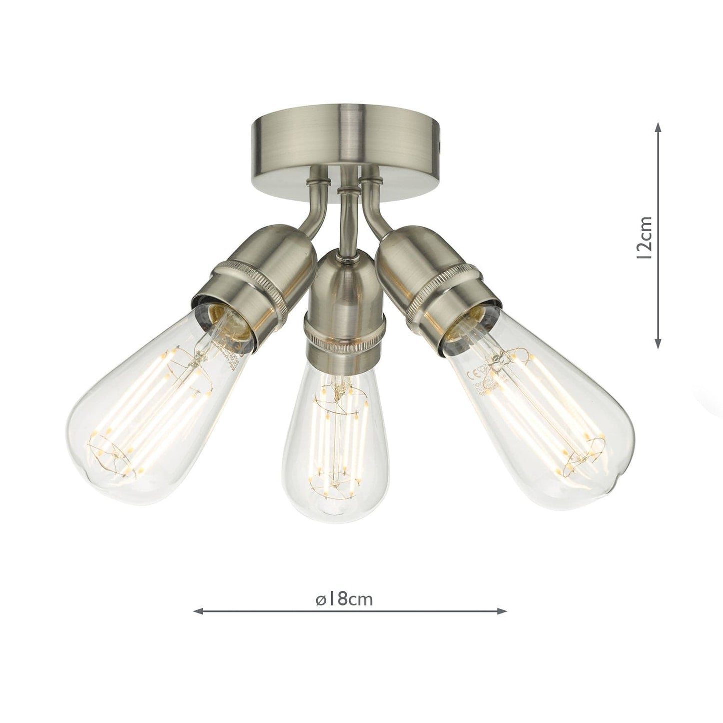 dar lighting Yao 3 Light Flush Satin Nickel YAO0338