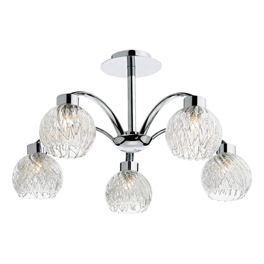 dar lighting Yasmin 5 Light Semi Flush Polished Chrome YAS0550