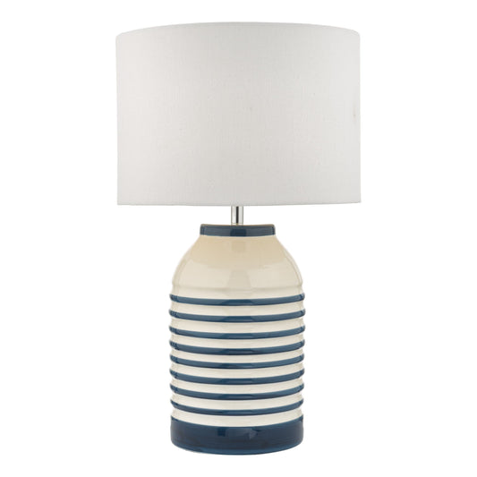 dar lighting Zabe Table Lamp White & Blue With Shade ZAB4223