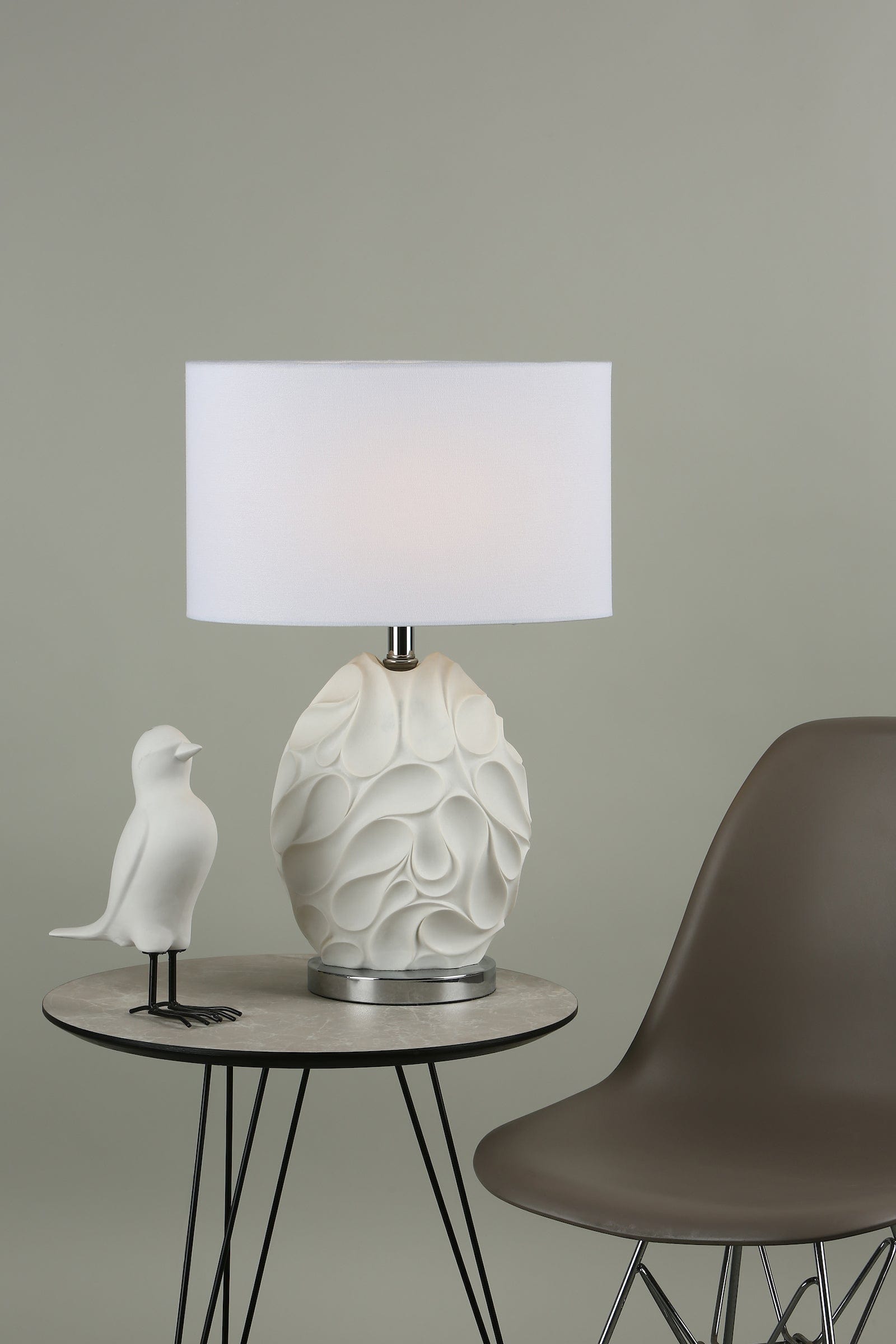 dar lighting Zachary Oval Table Lamp White With Shade ZAC412