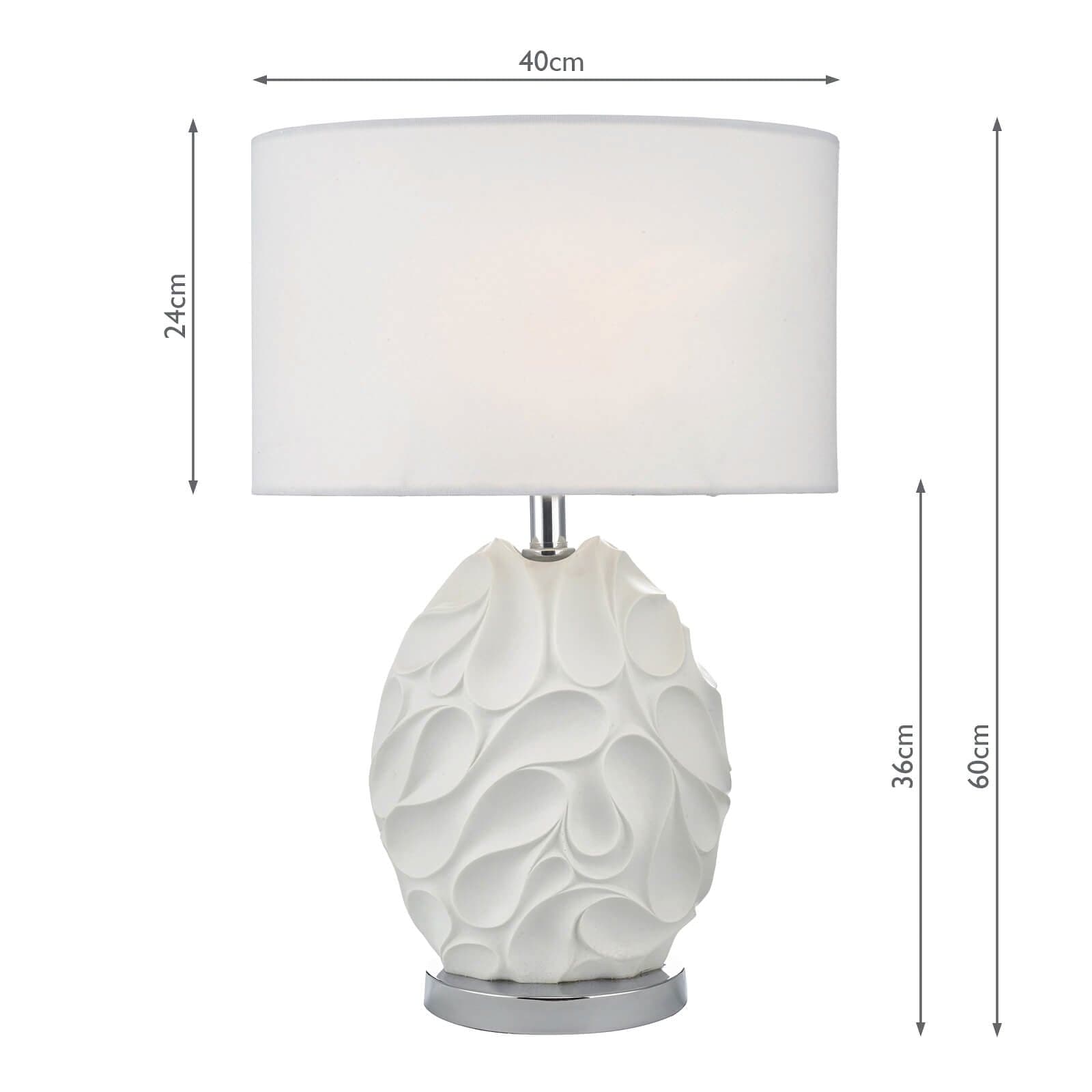 dar lighting Zachary Oval Table Lamp White With Shade ZAC412