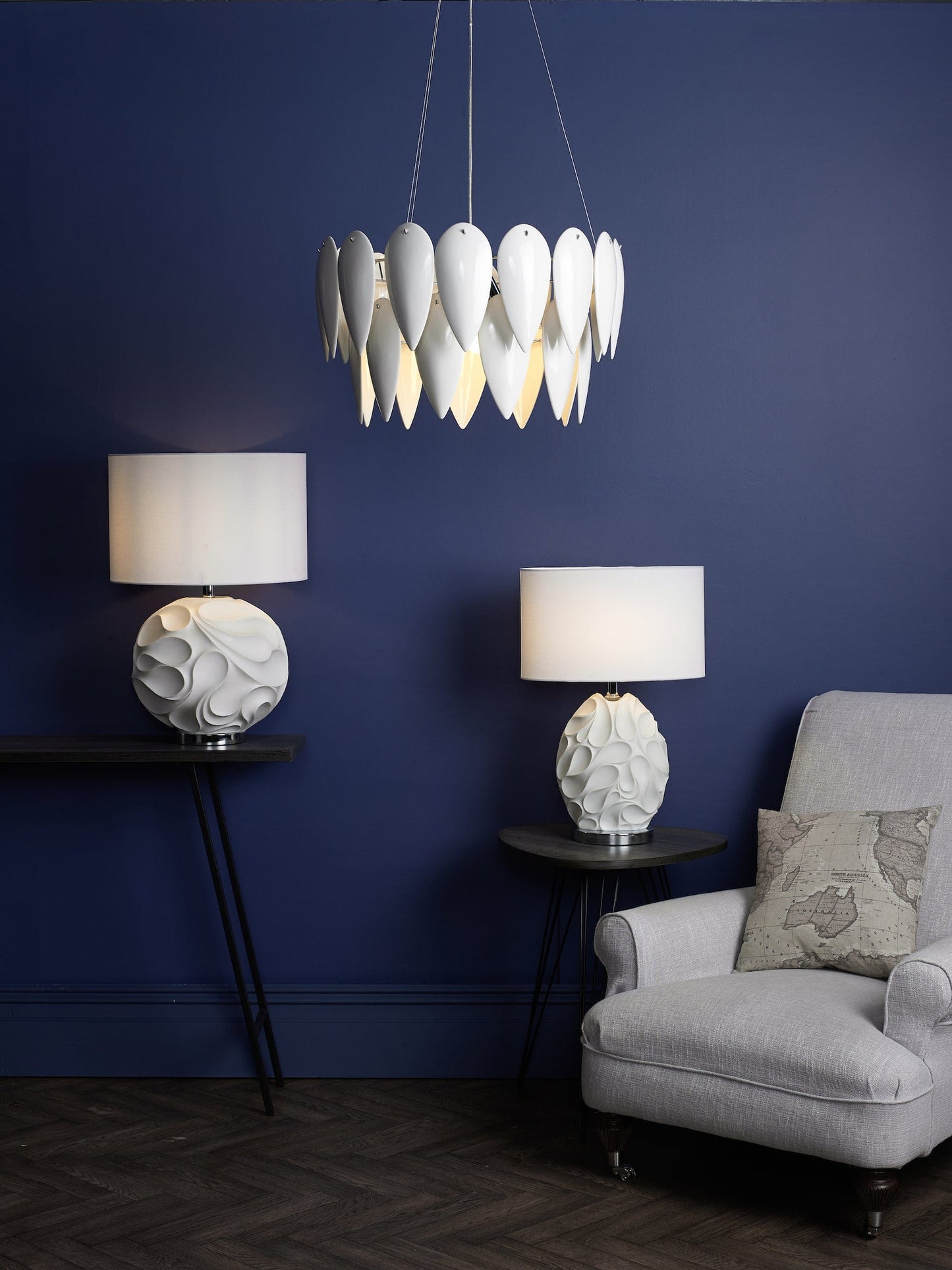 dar lighting Zachary Oval Table Lamp White With Shade ZAC412