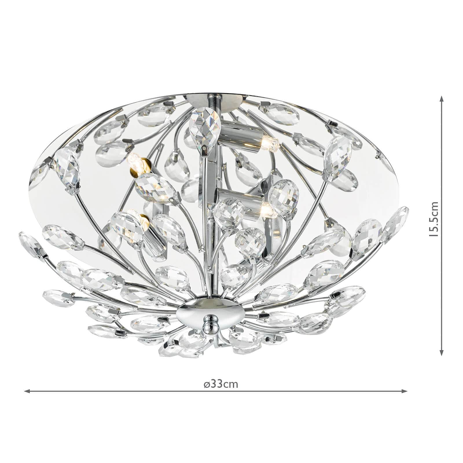 dar lighting Zafir 3 Light Flush Polished Chrome Crystal ZAF5350