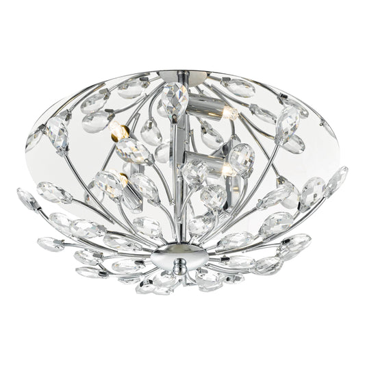 dar lighting Zafir 3 Light Flush Polished Chrome Crystal ZAF5350