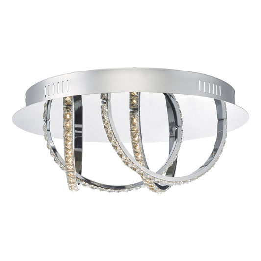 dar lighting Zancara Small 4 Light Flush Polished Chrome and Crystal LED ZAN5250