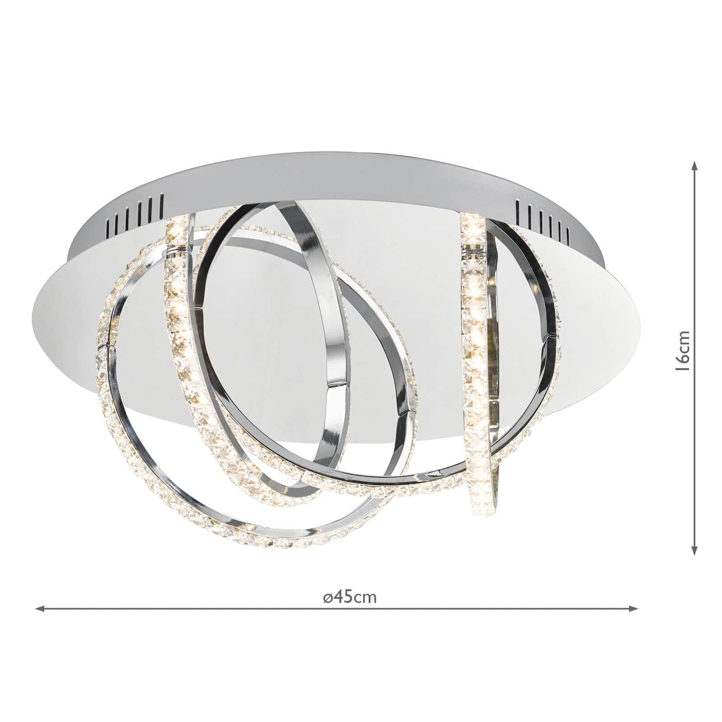 dar lighting Zancara Small 4 Light Flush Polished Chrome and Crystal LED ZAN5250