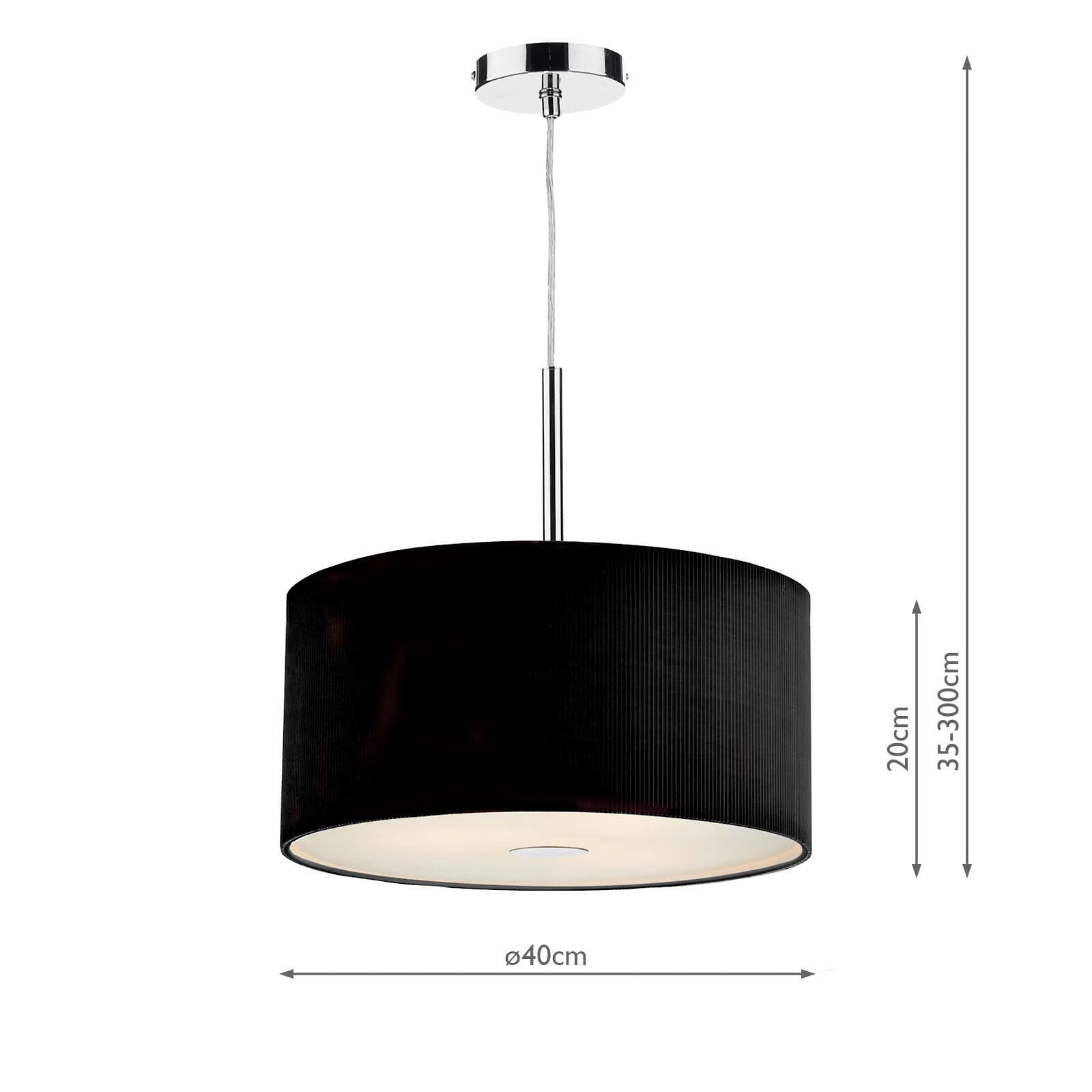 dar lighting Zaragoza 3 Light Pendant Black 40cm ZAR1022