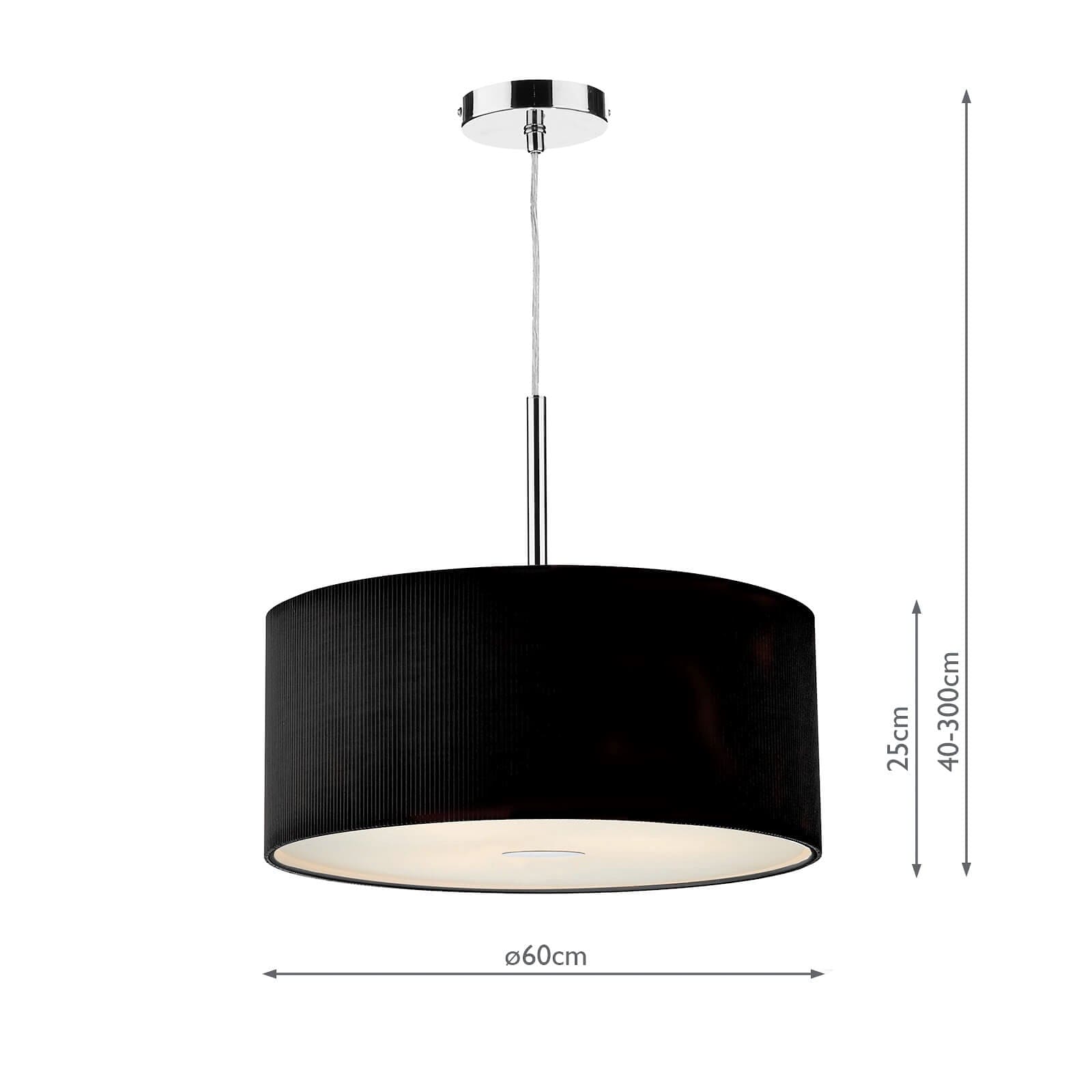 dar lighting Zaragoza 3 Light Pendant Black 60cm ZAR1722