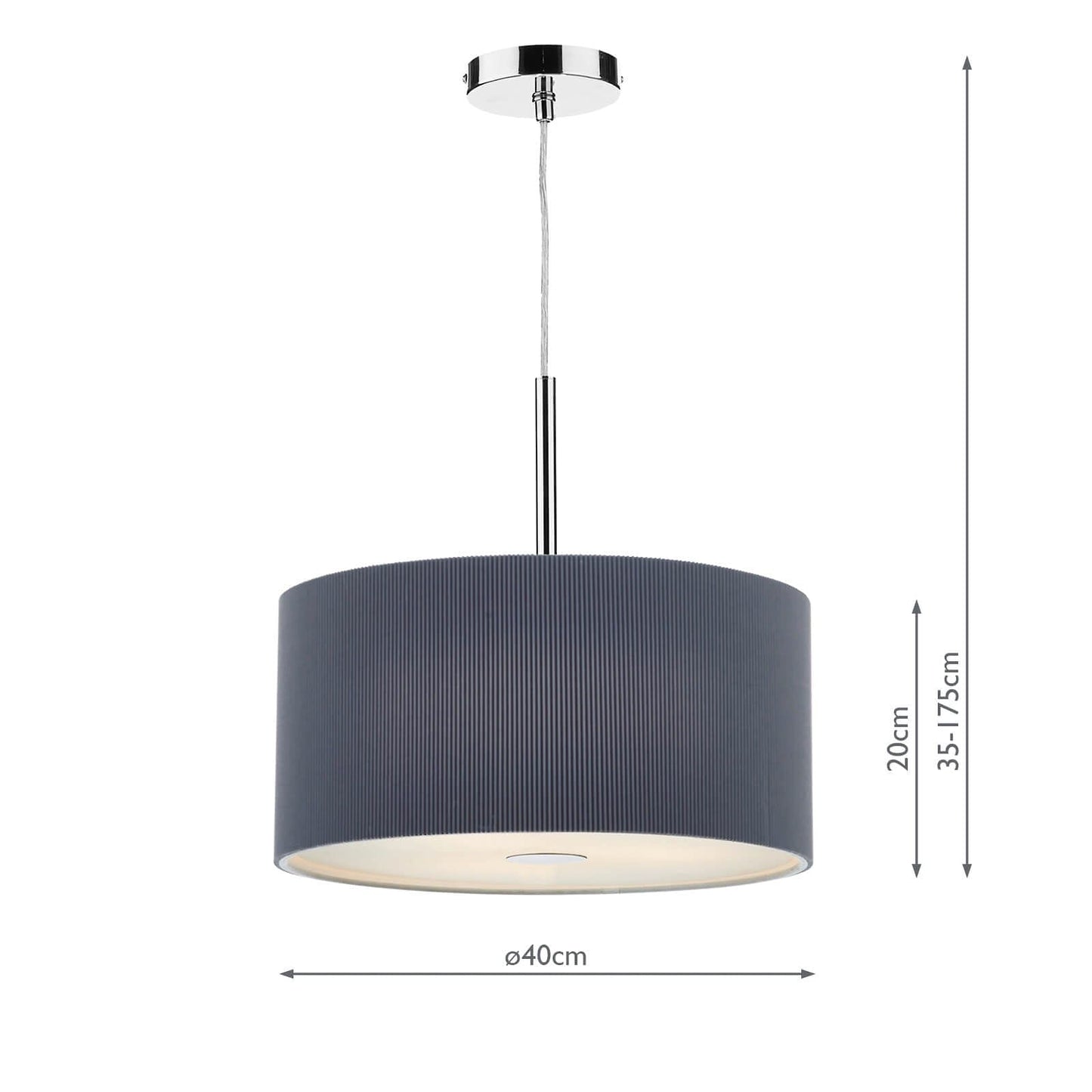 dar lighting Zaragoza 3 Light Pendant Grey 40cm ZAR1039