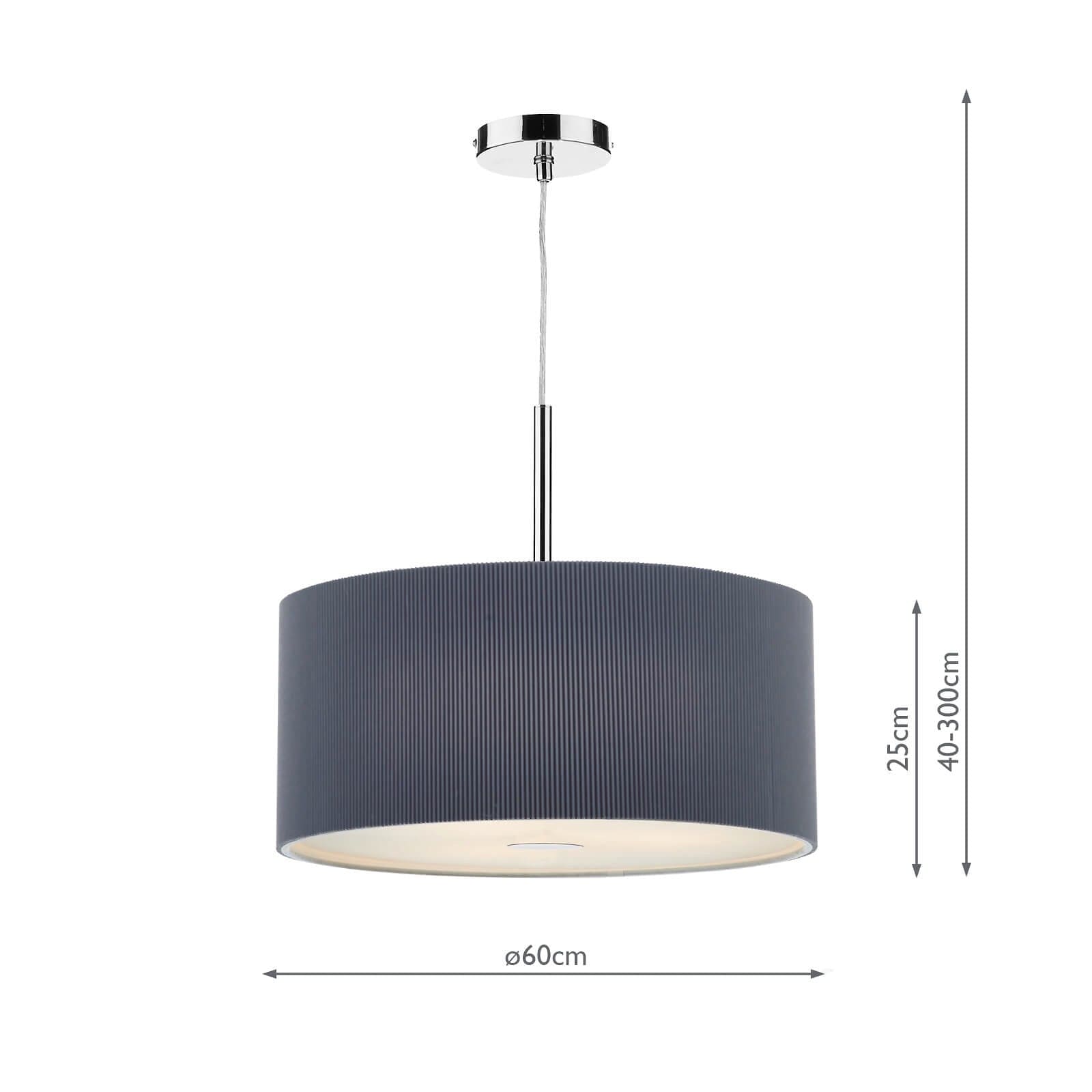 dar lighting Zaragoza 3 Light Pendant Grey 60cm ZAR1739