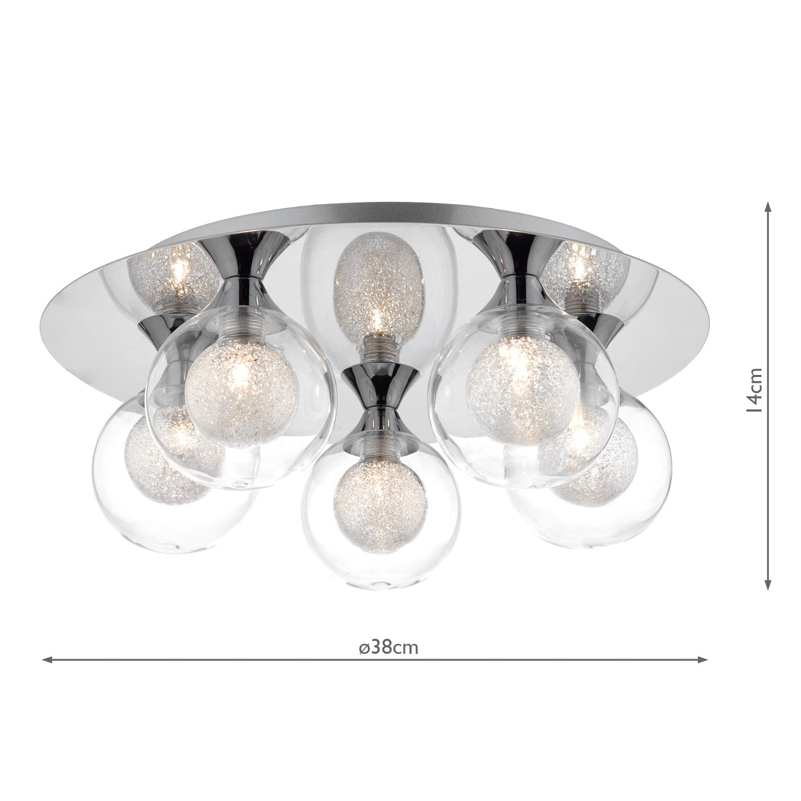 dar lighting Zeke 5 Light Flush Polished Chrome ZEK5450