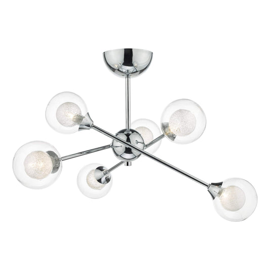 dar lighting Zeke 6 Light Semi Flush Polished Chrome ZEK0650