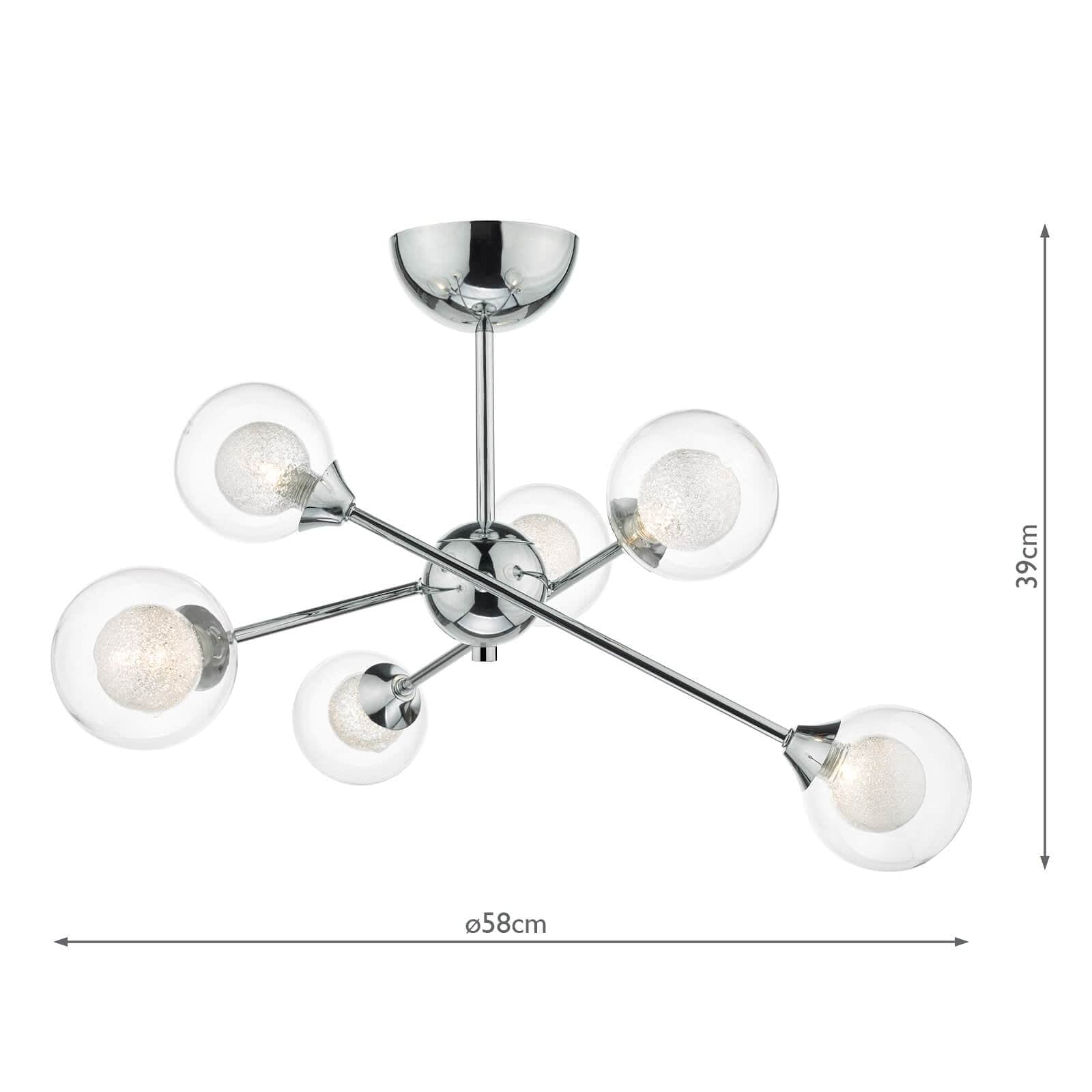 dar lighting Zeke 6 Light Semi Flush Polished Chrome ZEK0650
