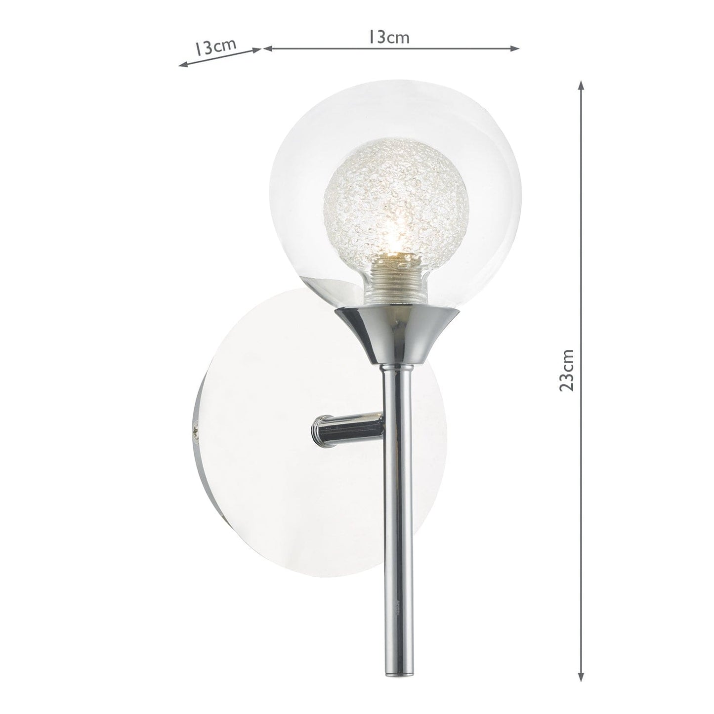 dar lighting Zeke Wall Light Polished Chrome Glass ZEK0750