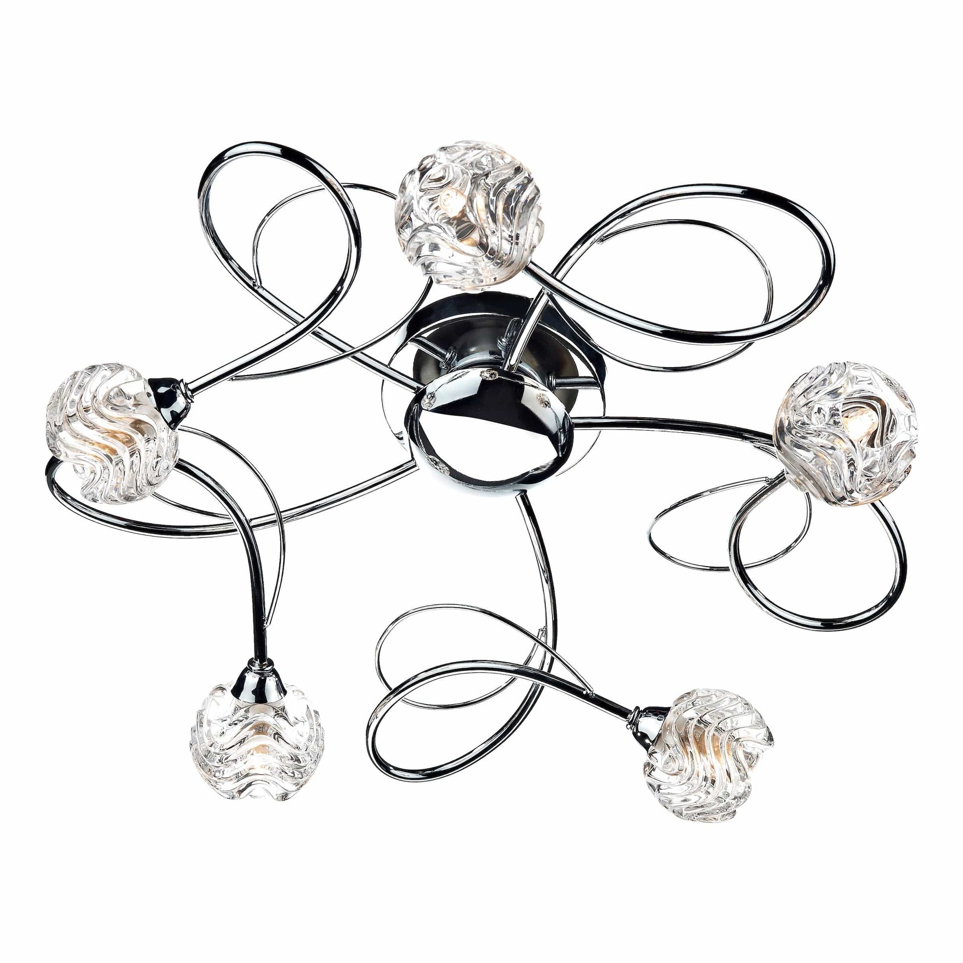 dar lighting Zelda 5 Light Flush Polished Chrome Glass ZEL5450