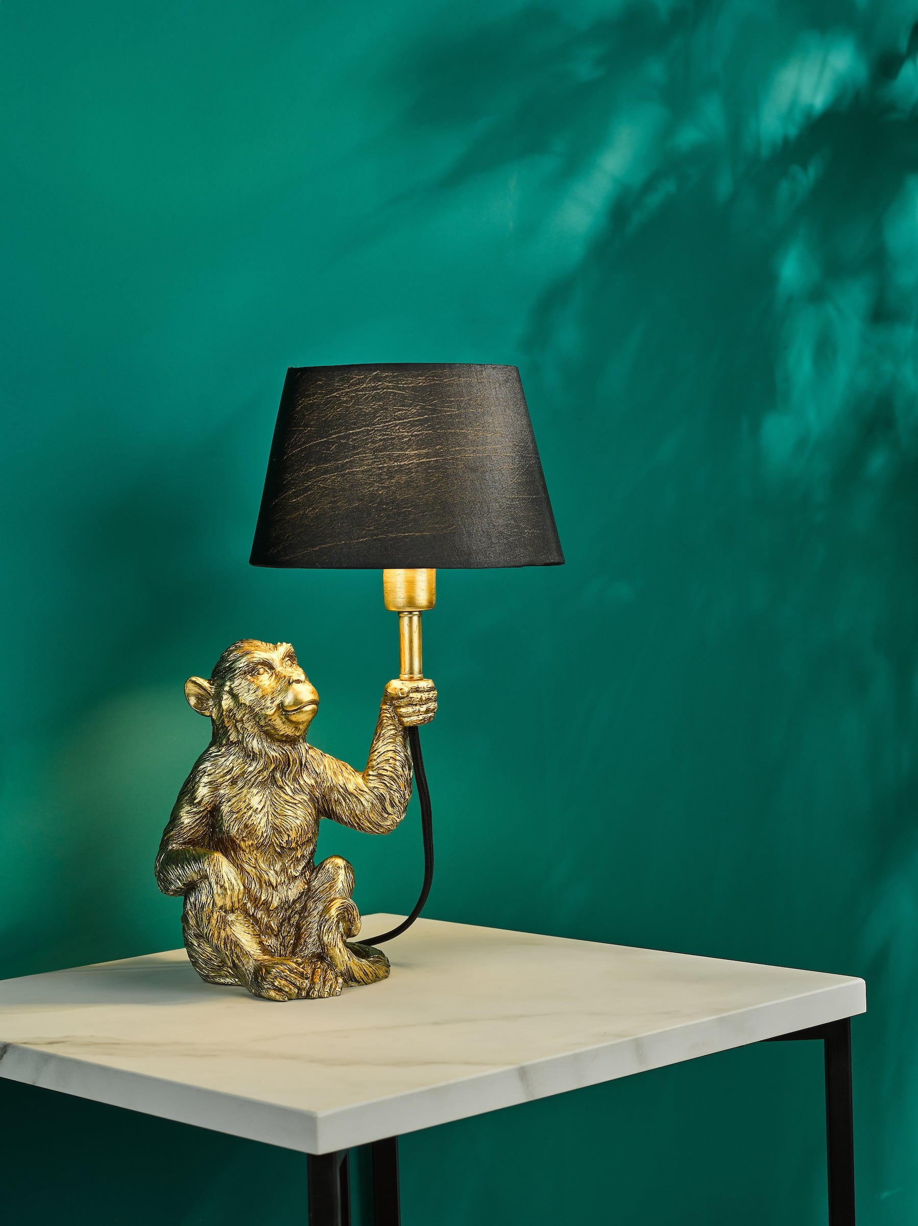 dar lighting Zira Monkey Table Lamp Gold With Shade ZIR4235