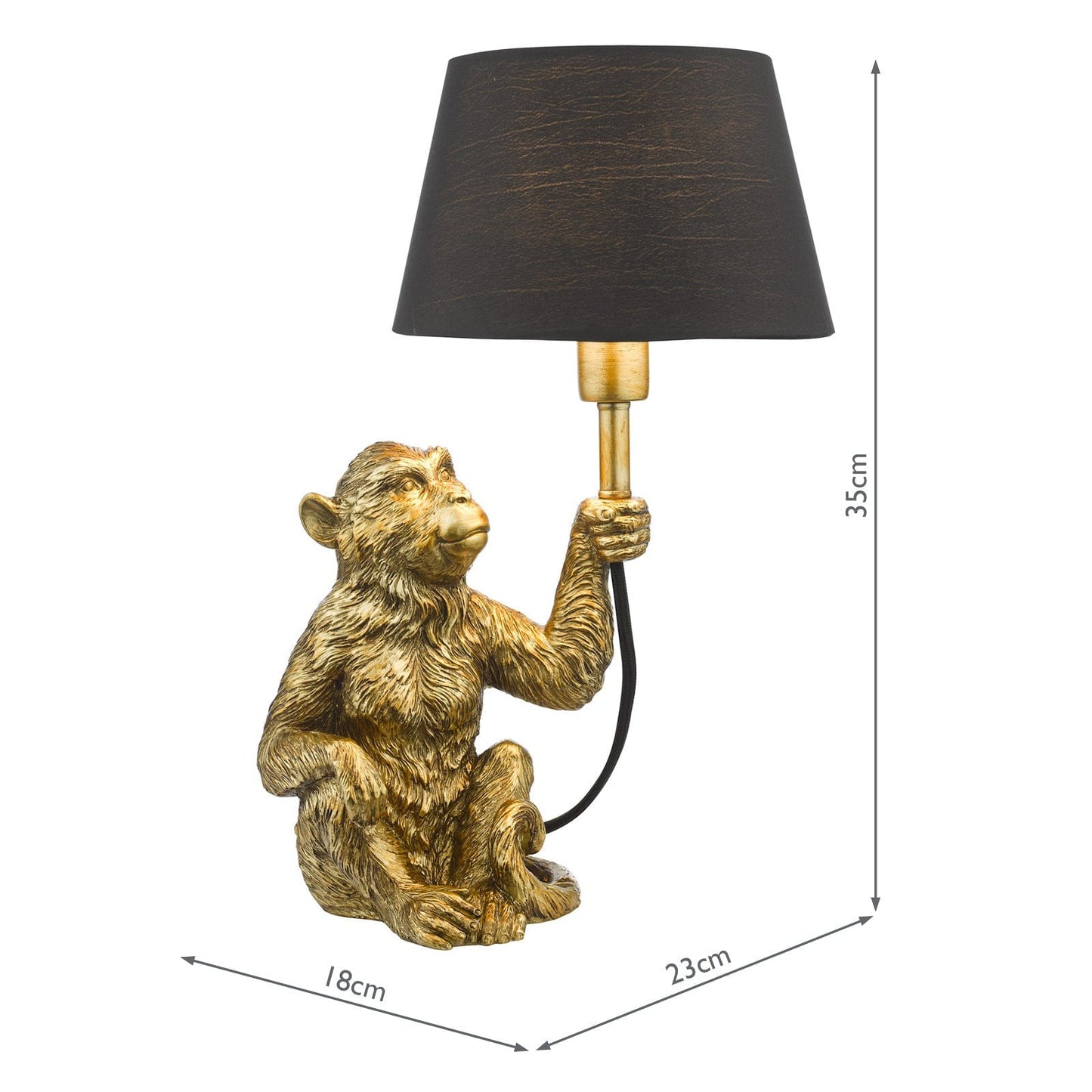 dar lighting Zira Monkey Table Lamp Gold With Shade ZIR4235