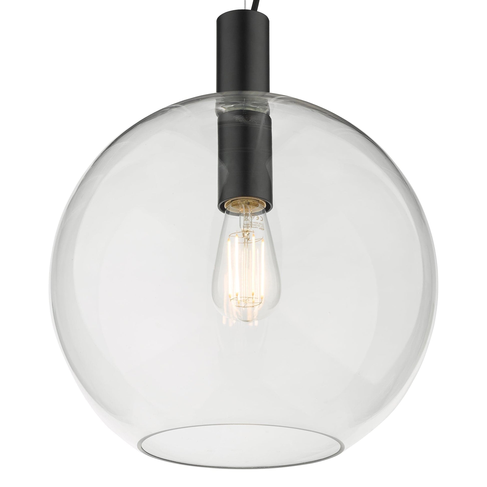 dar lighting Zula 1 Light Single Pendant Black Clear Glass ZUL0122