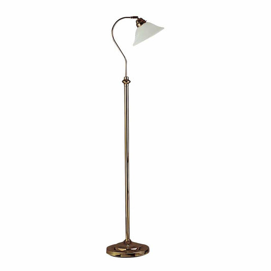 Searchlight Adjustable  Floor Lamp - Antique Brass Metal & Scavo Glass 9122AB